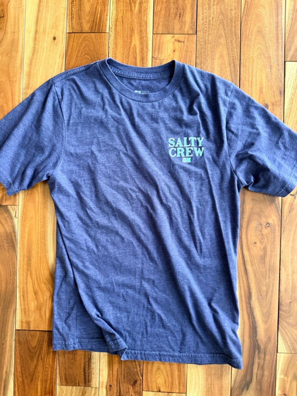 Salty Crew Navy Short-Sleeve Tee with Aqua Chest Logo